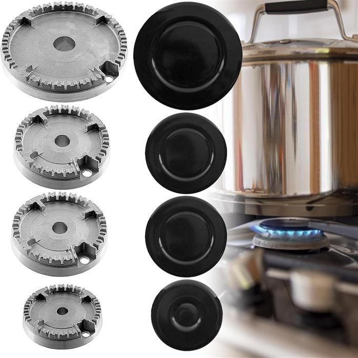 Laroal Lot De 4 Couvercles Brûleur Universels Gaz – 55 Mm, 75 Mm (×2), 100 Mm – Capuchons Plats Pour Cuisinière
