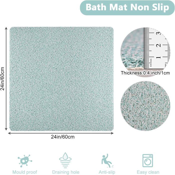 Tapis de douche antidérapant carré - TRAHOO - 30 x 30 cm - Vert - Tapis