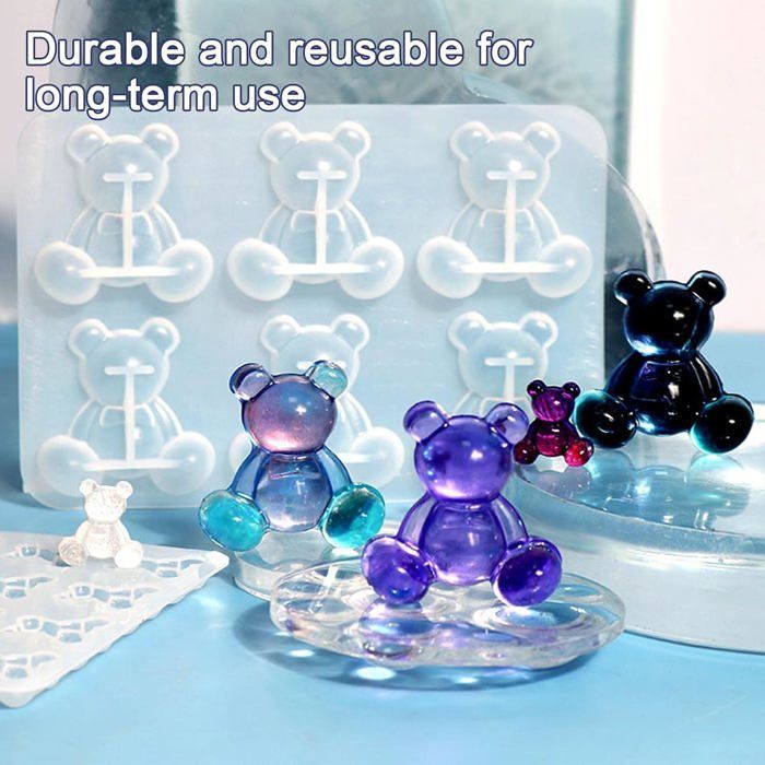 Moule En Silicone En Forme D'ourson - Pour Résine époxy, Plâtre, Décorations Animales - Dimensions ~7.6x7.1x8.8 Cm - Loisir Créatif DIY