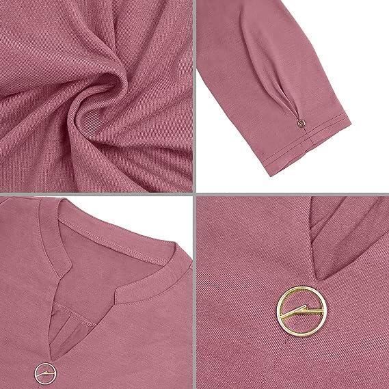 CMTOP Chemisier Femme Oversize En Coton – Col V, Manches Longues, 7 Boutons – Coupe Ample élégante (vert Mer, Bleu Ciel, Rose, Marine, Blanc, Noir)