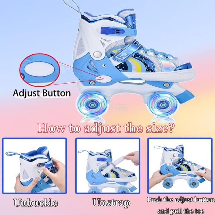 Patins à Roulettes Réglables Pour Garçons, Bleu Avec Roues Lumineuses Pour Grands Enfants âgés De 6 à 12 Ans, 7, 8, 9 Et 10 Ans, Sports De Plein Air Débutants, Meilleur Cadeau