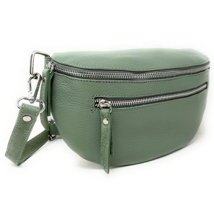 Sac banane OH MY BAG LOU ANN Cuir graine Femme Vert anglais irise Vert anglais irise Cdiscount Bagagerie Maroquinerie