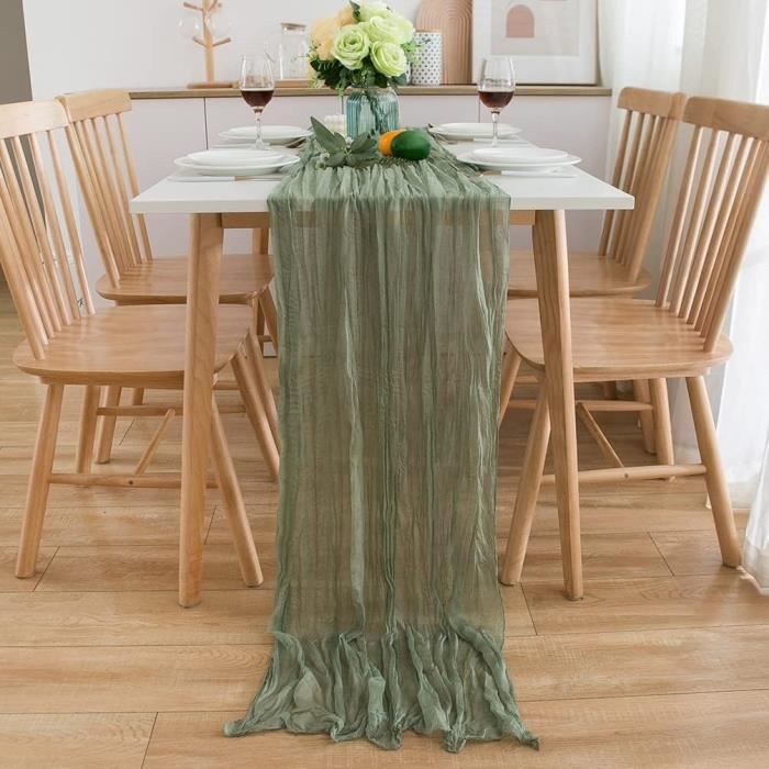 Aspthoyu Chemin de table vert sauge à rayures tissées avec pompons pour  décoration de table de salle à manger, de mariage, 33 x 183 cm : :  Cuisine et Maison