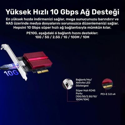 Carte Réseau PCIe 10 Gbit/s Cudy - Adaptateur Ethernet 10GBase-T, Avec Câble Cat6