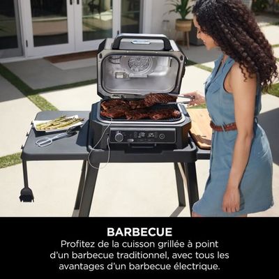 Barbecue Électrique 2000W Intérieur/Extérieur - Gril Antiadhésif Sans Fumée, 6 Températures, Bac à Eau