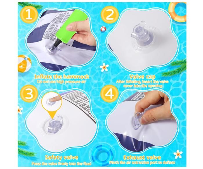 2 Pièces Bouee Piscine Adulte,4 in 1 Matelas Piscine Gonflable,Hamac Gonflable avec Deux Pochette Étanche,Pliable Portable pour Les Adultes et Enfants,Vacances à la Plage(Style 1