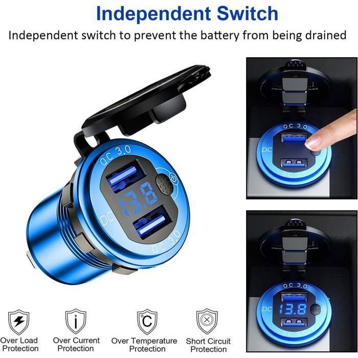 Ygl Moto Étanche Chargeur Usb 5 V 2.1 A-2.1 A Ports Usb Doubles 12 V Allume-Cigare Pour Voiture