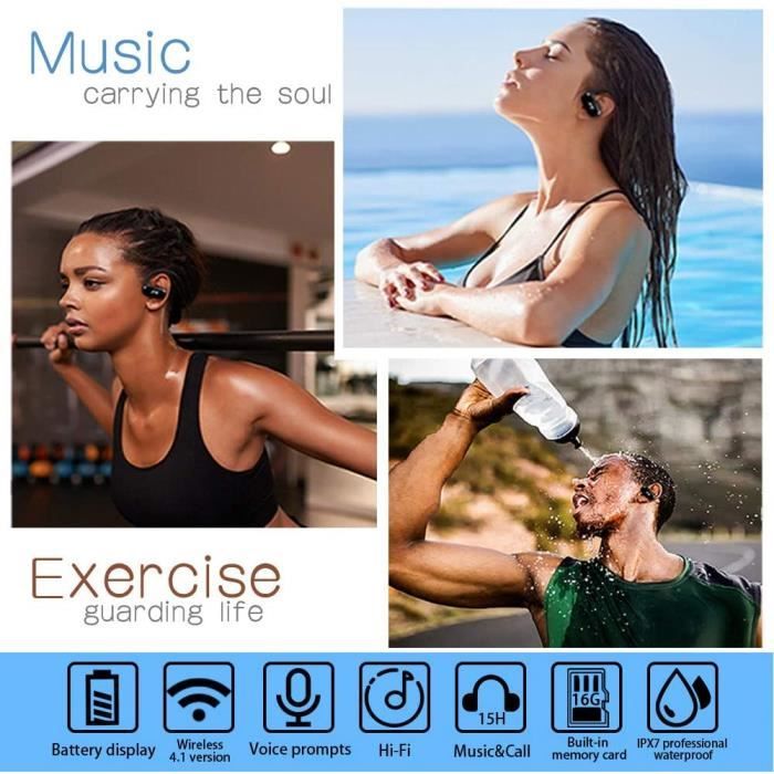 KT1 Ecouteurs Bluetooth 5.3 sans Fil Sport, 120H de Lecture avec Étui de Chargement, Ajustement Confortable, Étanches IPX7, Basses Profondes, Le Sport iOS Android