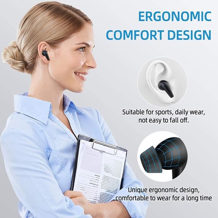 Bakibo couteurs sans Fil couteurs Bluetooth 5.1 avec Mic