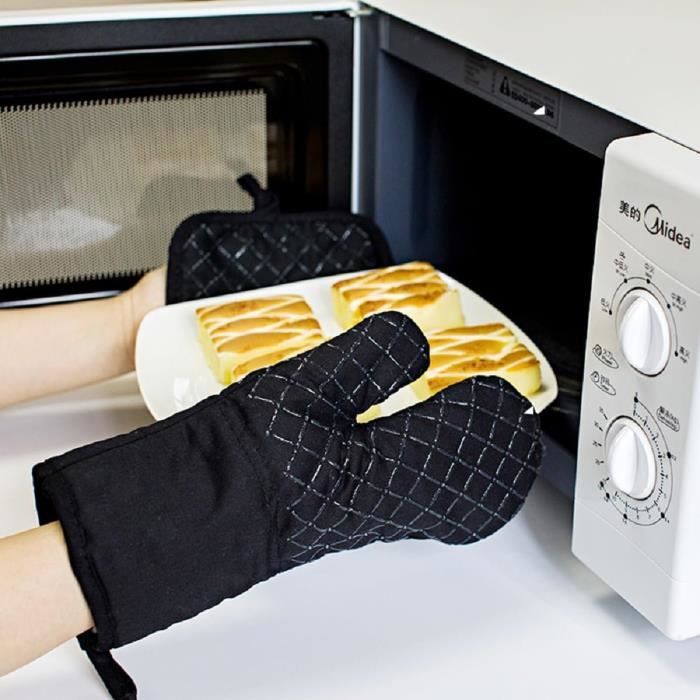 Lot 2 Pièces Gants Cuisine Anti Chaleur + Tapis - Rouge, Résistants Et Antidérapants