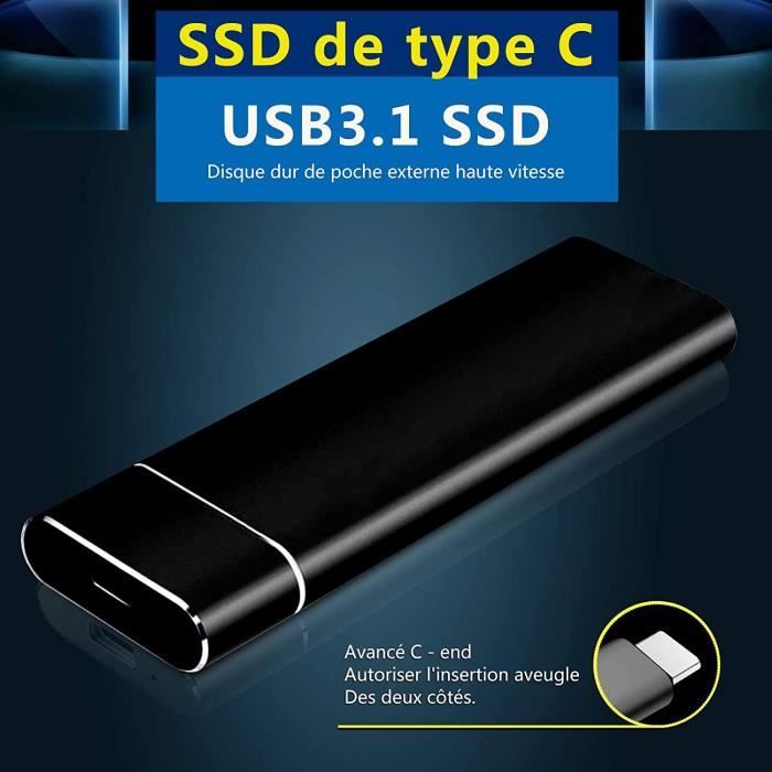 Disque Dur Externe SSD 2TO Ultra Slim 2.5 USB 3.1 Type-C Metal