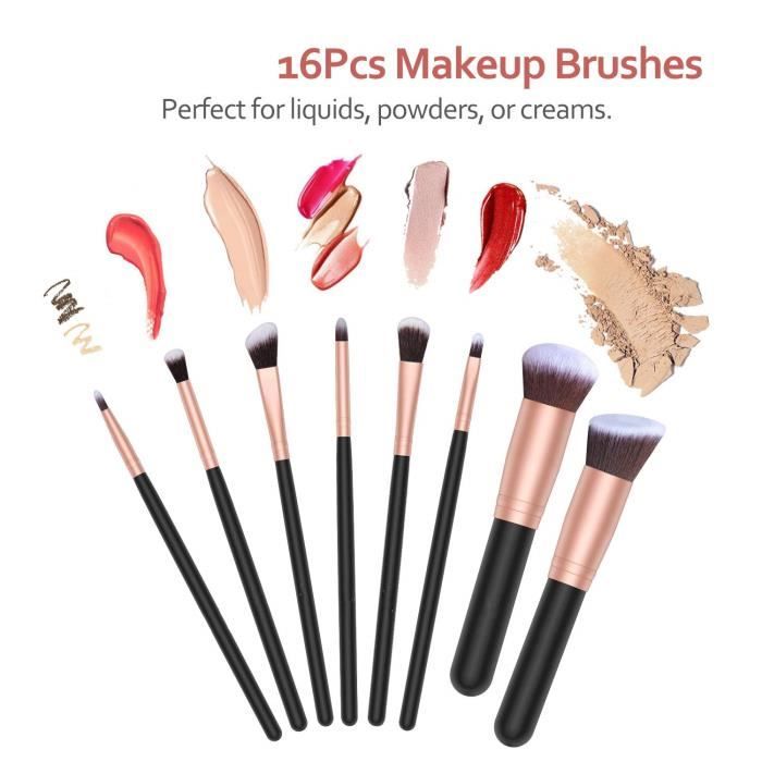 Kit De 10 Pinceaux De Maquillage Professionnels - Set Complet Pour Fond De Teint, Poudre, Yeux - Neuf