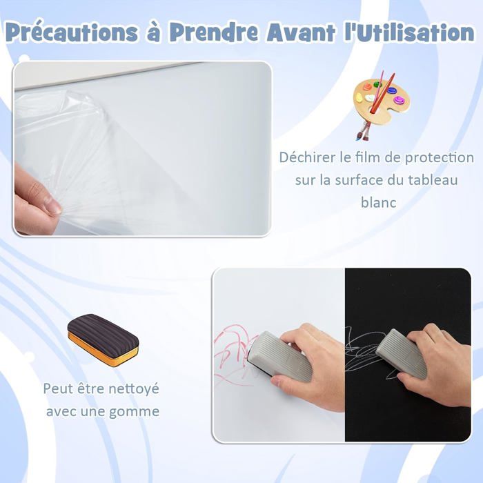 Tableau Double Face GOPLUS Pour Enfants - Tableau Blanc Magnétique Et Tableau à Craie, Avec Rouleau De Papier Et Rangement