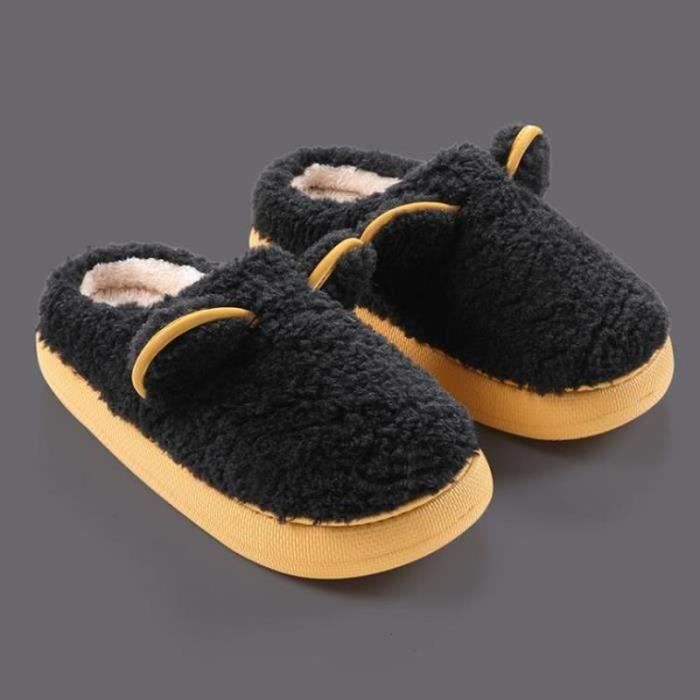 Chausson Femme Requin-Vache Pantoufle Homme Hiver Doublure Antidérapant