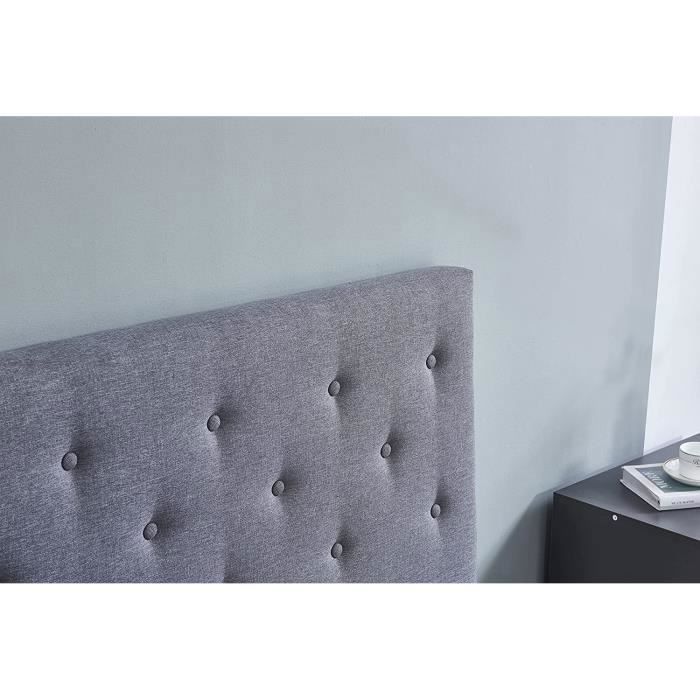 Tête de lit capitonnée en tissu gris 180 cm DOMICE