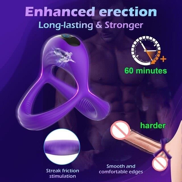 Nouveau 10 Modes Vibrateur Cockring Pénis Cock ring pour Homme Retarder  L'éjaculation Sex Toys pour
