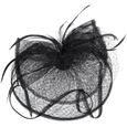 Femme Petit Chapeau Vintage Bibi Serre Tête Mariage avec Voilette Elégant Bandeau Fascinator Hat Coiffure Voile avec Plume Pin[506]-3