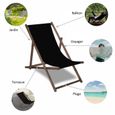 Transat de Jardin - SPRINGOS - Chaise longue pliante en bois de plage - Dossier textile interchangeable - 120 kg-3