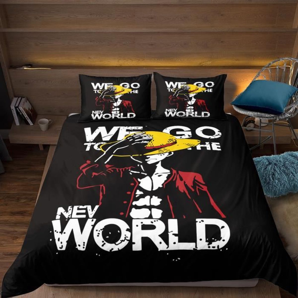 Pour enfants et garçons Impression 3D 100 % microfibre Parure de lit Luffy Housse de couette Housse de couette avec taie d'oreiller LKFFHAVD Parure de lit Anime One Piece 