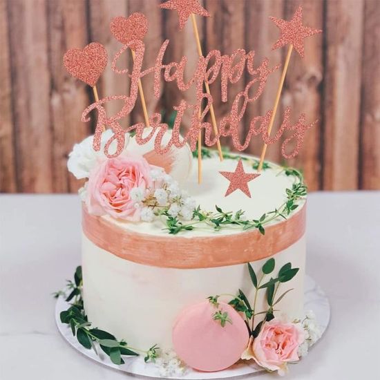 2 Kit Decoration Gateau Anniversaire Fille Femme Rose Glod 373 Cdiscount Beaux Arts Et Loisirs Creatifs