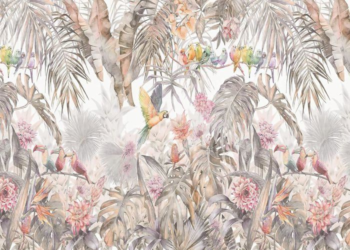 3D Papier Peint Panoramique Jungle Soie Tropicale, 400x280 cm Rose ...