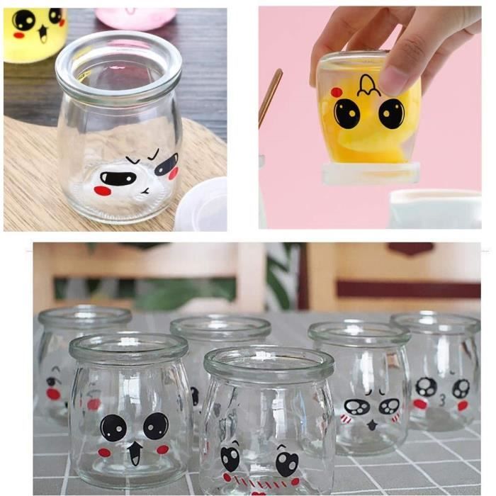10 Pots Yaourt En Verre 100ml Avec Couvercle - LATRAT - Pour Confiture, Dessert, Yaourt Maison