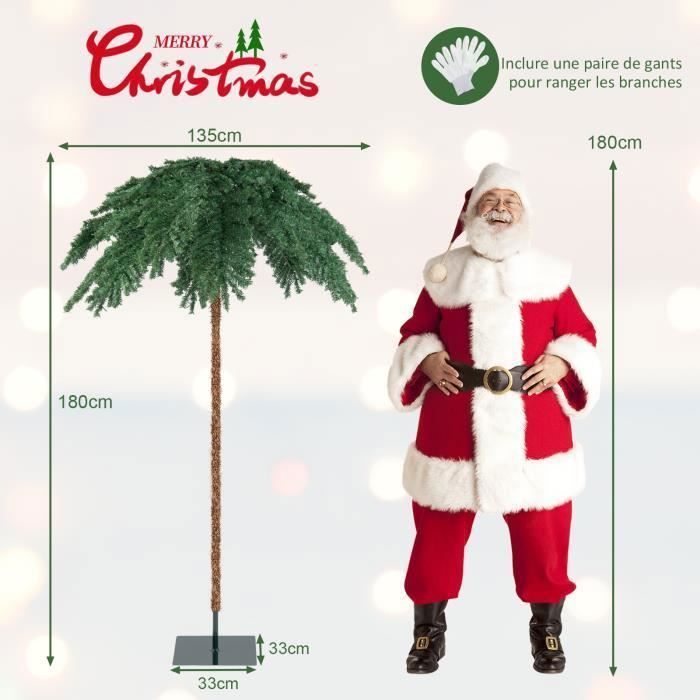 Sapin De Noël Artificiel 180 Cm Avec Lumières LED - 390 Branches, 180 LEDs Blanc Chaud, Support Métal - Pour La Maison - 8