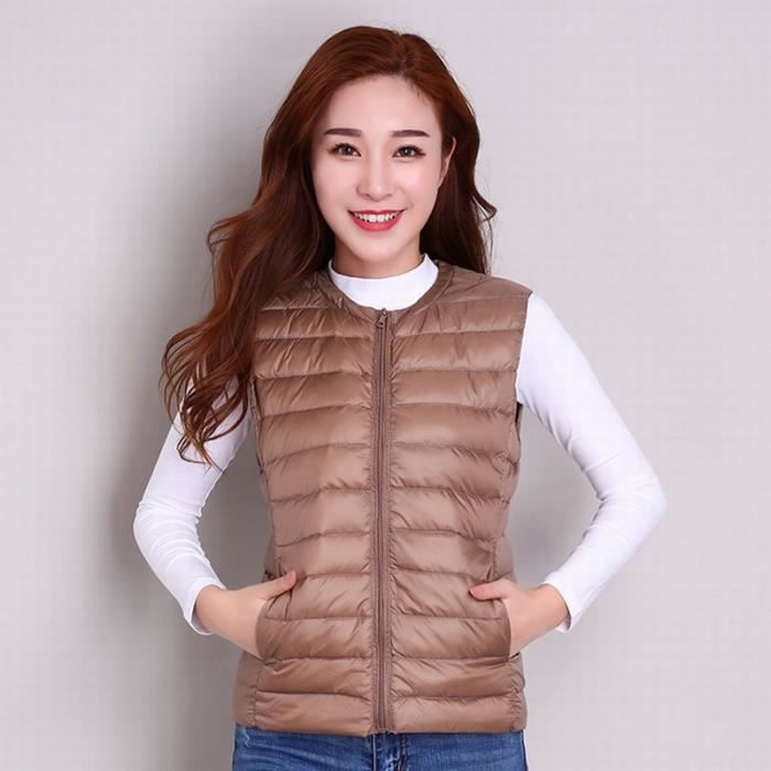 Doudoune Sans Manche Femme Legere Gilet Doudoune Légère Sans Manches Femme Gilet Duvet Matelassé Veste Doudoune Fine Sans Manches Femme Blouson Manteau Sans Manche Femme Grande Taille Chaude Blanc XXL