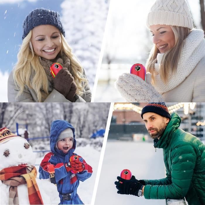 Chauffe-mains Rechargeable USB - Pour Camping, Ski, Randonnée - Ecran Numérique, étanche, 4 Faces Chauffantes