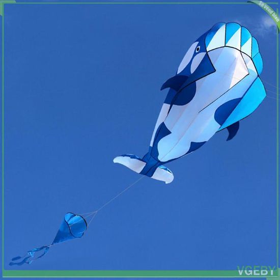 Cerf-volant 3D Baleine Géant – Sans Cadre – Facile à Voler – Tissu Polyester Résistant – Pour Enfant Et Adulte – Plein Air