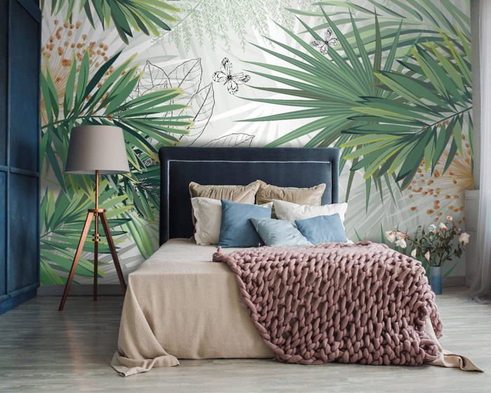 Papier Peint Jungle 400x280cm style 3D Jungle Tropiques Palmiers ...