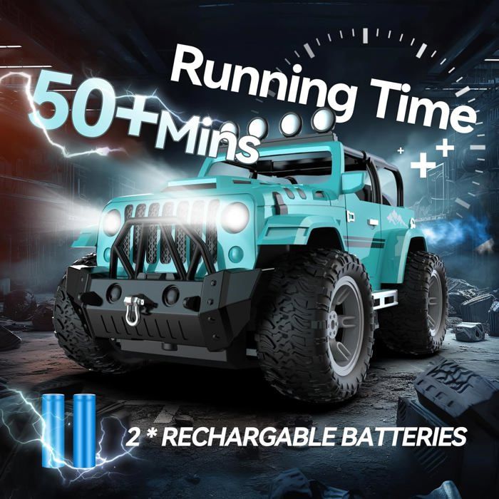 DEERC Voiture télécommandée pour filles avec brume et musique, voiture RC 1:16 avec lumières LED pour enfants, camion tout-terrain 2,4 GHz, véhicule