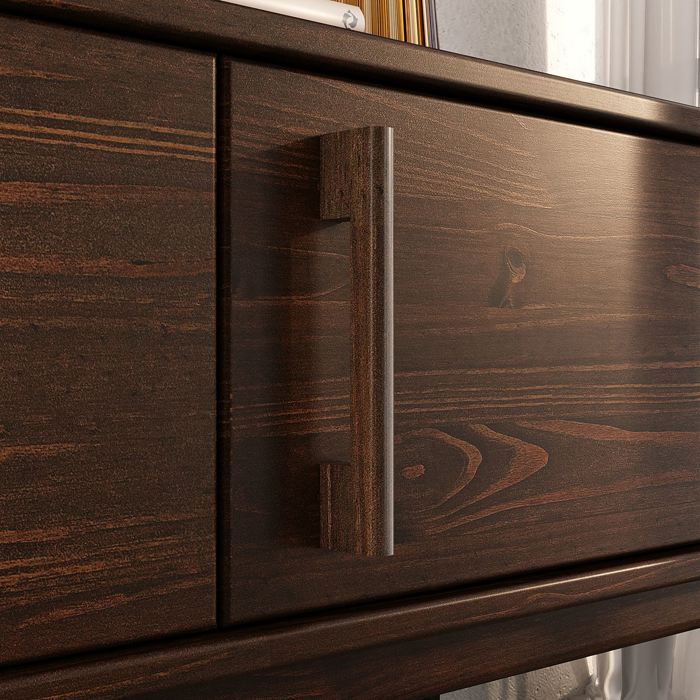 Meuble Tv Tecca L 180 Cm 3 Portes En Bois Massif - Coloris Noyer