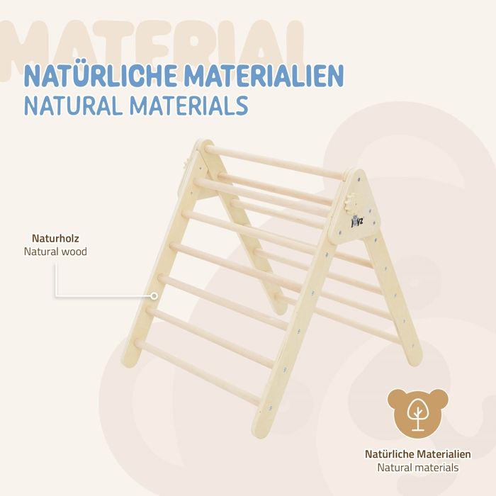 Joyz – Triangle D'Escalade Pikler – Bois Massif Naturel – Dès 12 Mois – Structure Montessori Pliable