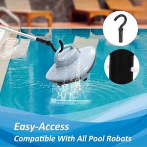 Crochets Pour Robot De Piscine - Lot De 2, En ABS Noir - Universel, Facile à Installer Sur Poteau - Pour Sortir Le Robot Sans Entrer Dans L'eau