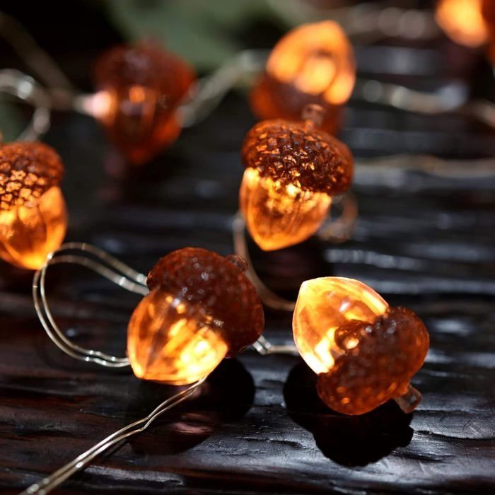 Guirlande Lumineuse Automne 3 Mètres – 30 LED Avec Glands – Éclairage Fixe Ou Clignotant, Piles AA – Décoration Intérieur/extérieur Pour Halloween, Thanksgiving - 2