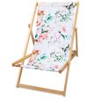 Chaise chilienne bois - chaise longue bois jardin pliable toile transat exterieur chaise en bois avec accoudoir Fleur 1 pièce-0