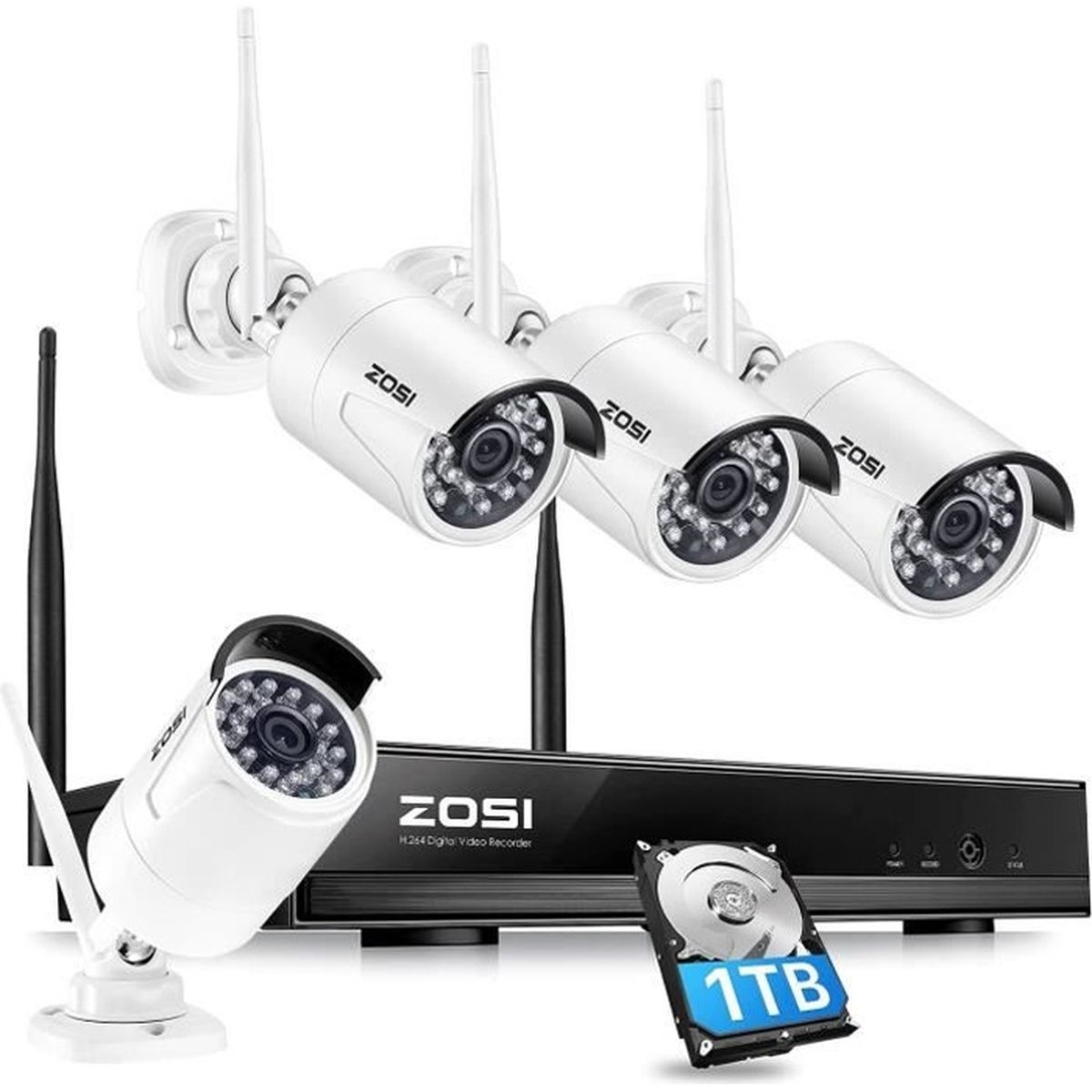 ZOSI Kit Video Surveillance sans Fil, NVR 8CH 1080P avec 1TB HDD