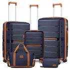 BRITISH TRAVELLER Set de 3 Valises de Voyage, (55/66/76cm) Bagages Cabine 4 roulettes Serrure TSA + Pliable Sac de Voyage, Marine