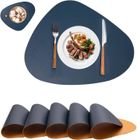 YIKXIULF Lot de 6 Set de Table Lavable Rond - Sets de Table Cuir - Antidérapant Double Face Imperméables Set Table et Dessous de Verre
