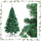 GOPLUS Sapin de Noël Artificiel 150cm Vert Pied en Métal la Fête de Noël Maison Cour en PVC Support en Fer