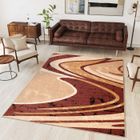 TAPISO Tapis Salon Poil Court DREAM Marron Beige Rayures100% Polypropylène Intérieur 60x100 cm