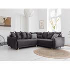 BESTMOBILIER Lena - canapé d'angle convertible - avec coffre - style scandinave - 5 places - droit - Gris foncé