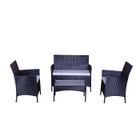 CONCEPT USINE MYKONOS - salon de jardin 4 places en résine tressée noir et blanc