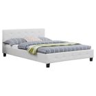 IDIMEX Lit double pour adulte MATHIEU avec sommier 140x190 cm 2 places / 2 personnes, tête et pied de lit capitonnés en synthétique blanc