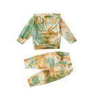 AmzBarley BéBé Fille GarçOn VêTements Cravate Colorant Manches Longues Sweat Capuche Hauts Pantalons 2 PièCes Tenue Ensemble