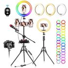 QVIIDBVB 13" Ring Light avec Trépied, 65 - 210cm Anneau Lumineux Professionnel avec 32 Modes RGB 10 Niveaux