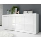 TOUSMESMEUBLES Buffet 4 portes Blanc laqué brillant - MATERA - L 207 x l 43 x H 86