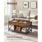 VASAGLE Table Basse, Relevable, avec Rangement Caché et Compartiments Ouverts, 50 x 100 x (46,5-62) cm, Marron Rustique et Noir