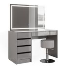 Vicco coiffeuse Sherry, Gris Haute brillance, 120 cm avec miroir LED et tabouret